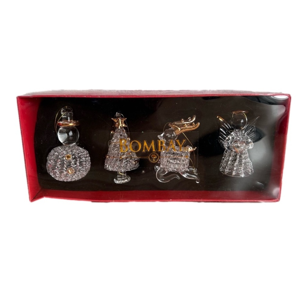 Spun Glass Christmas Ornaments Set of 4 Bombay